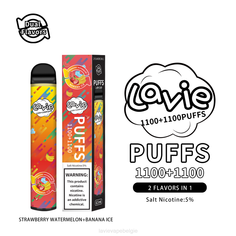 LAVIE Vape Review - LAVIE BAR Switch 2200 trekjes Aardbeien-watermeloen/bananenijs L0H6295