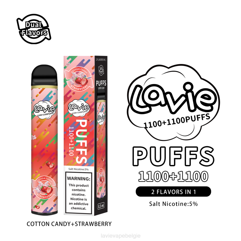 LAVIE Vapes - LAVIE BAR Switch 2200 trekjes suikerspin/aardbei L0H6293
