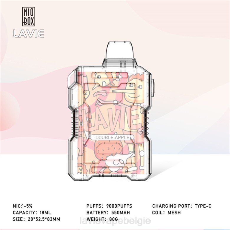 LAVIE Vapes - LAVIE NIO BOX 9000 trekjes dubbele appel L0H6195