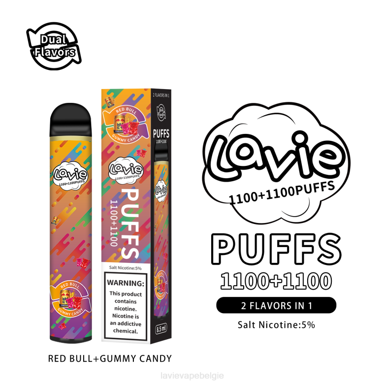 LAVIE Vapes Review - LAVIE BAR Switch 2200 trekjes red bull/gummie snoep L0H6299